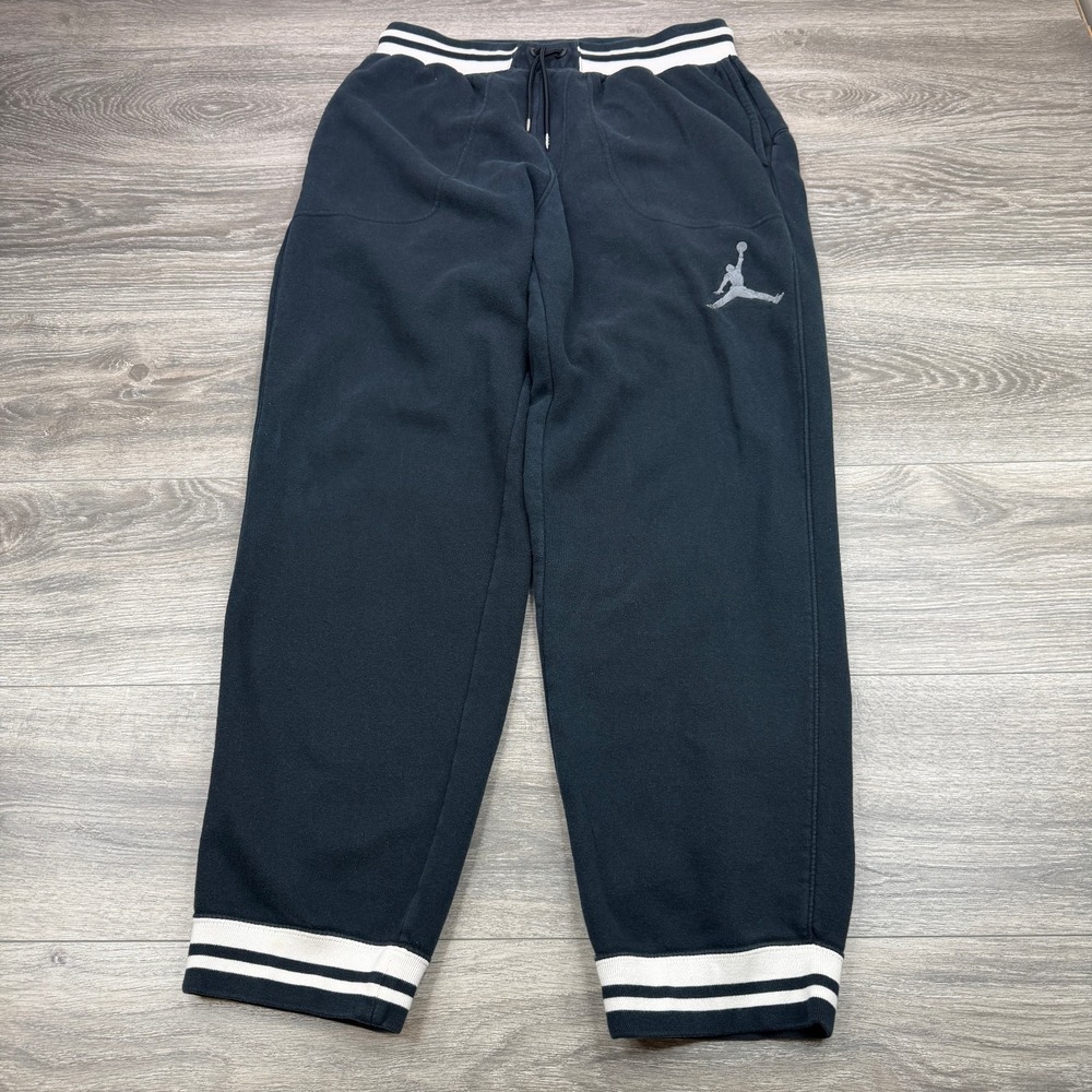 Nike Air Jordan Sweatpants Mens Large Black Varsity Cuffed Jumpman Logo Joggers
